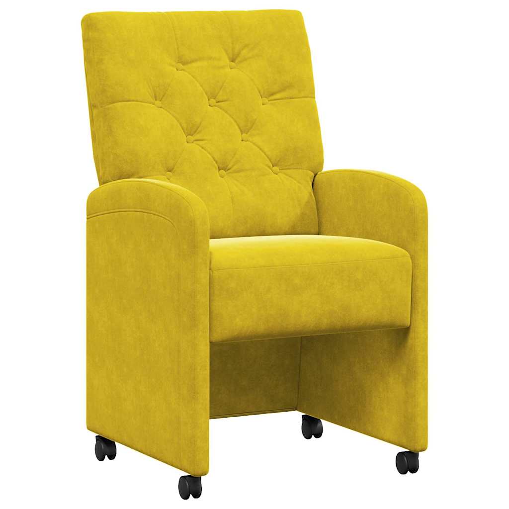 Sillas de Comedor con Ruedas 2 pcs Amarillo 58 x 67 x 97 cm