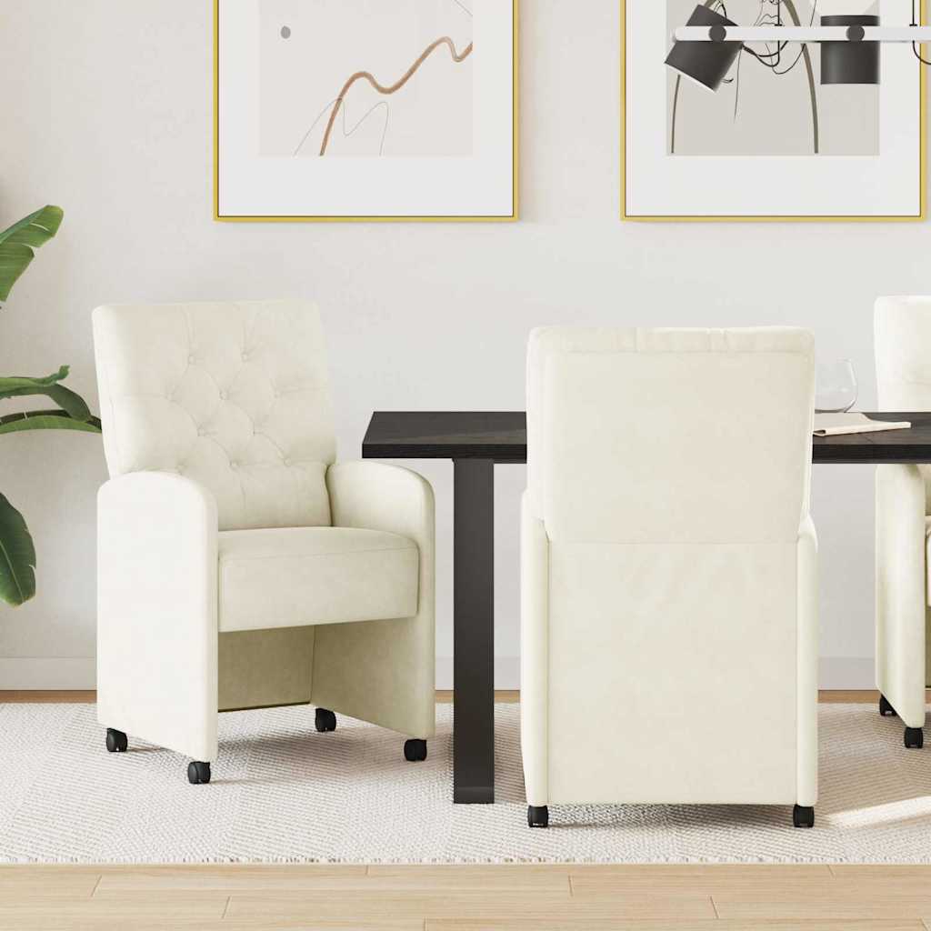 Dining Chairs with Wheels 2 pcs Yellow 58 x 67 x 97 cm
