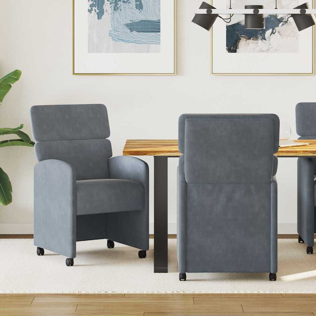 Cadeiras de Jantar com Rodas 2 unidades Amarelo 58 x 65 x 98 cm