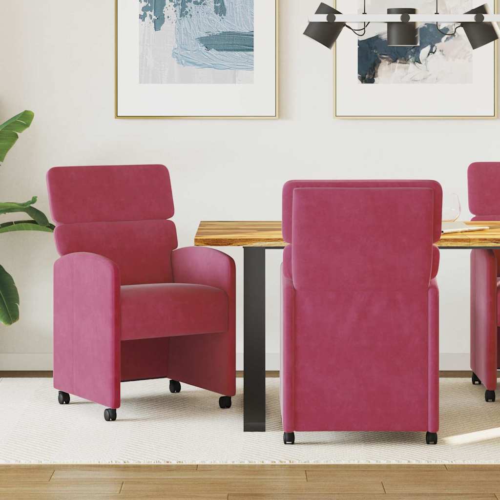 Cadeiras de Jantar com Rodas 2 unidades Amarelo 58 x 65 x 98 cm