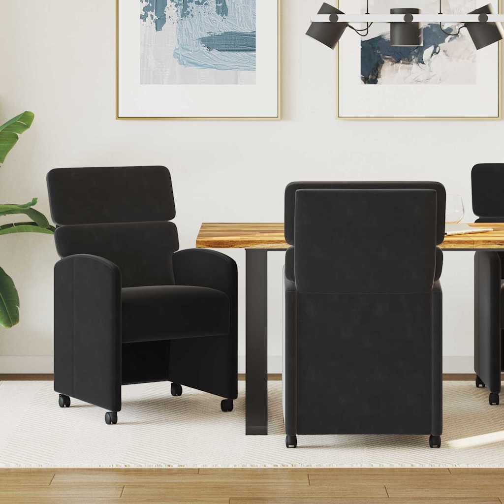 Cadeiras de Jantar com Rodas 2 unidades Amarelo 58 x 65 x 98 cm