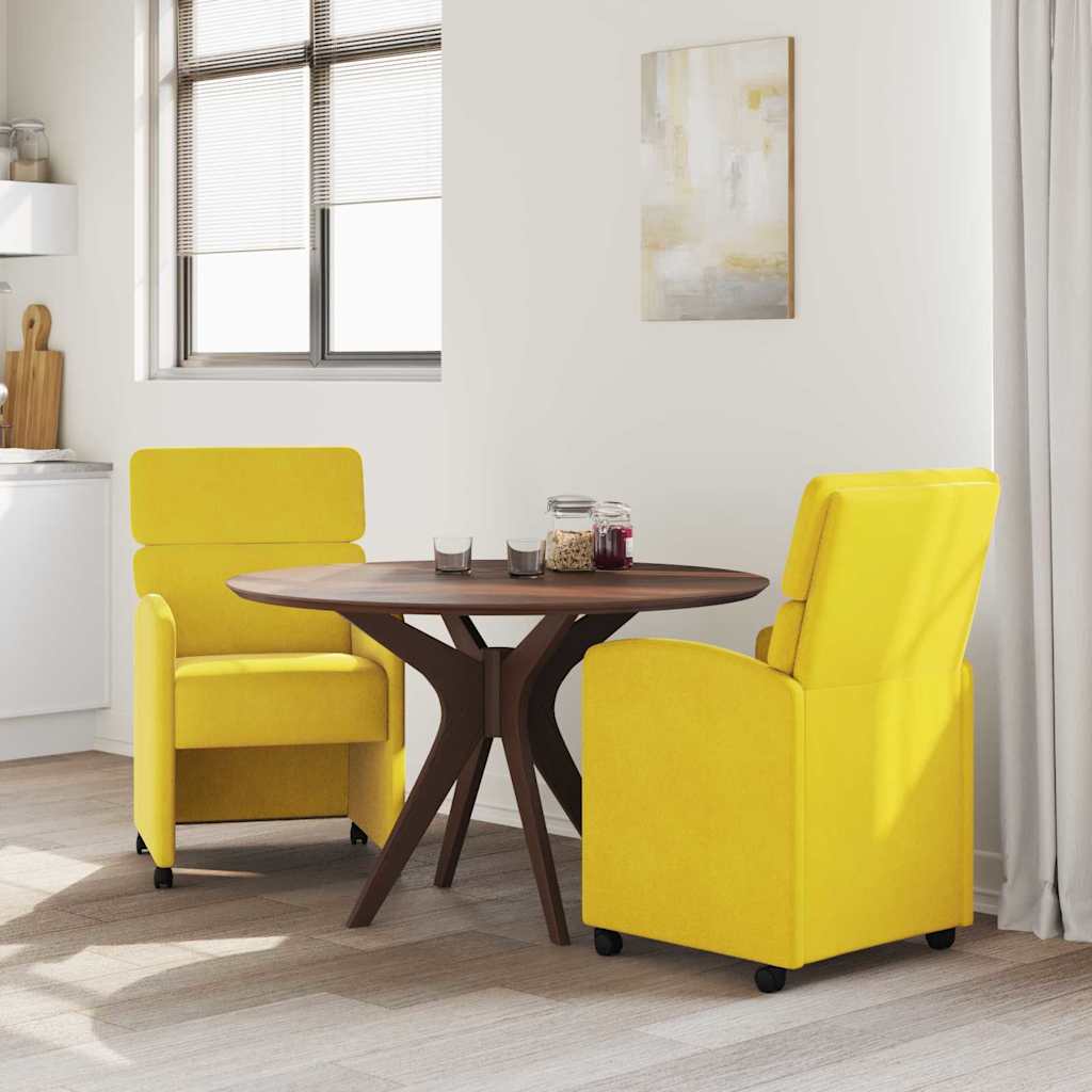 Sillas de Comedor con Ruedas 2 pcs Amarillo 58 x 65 x 98 cm