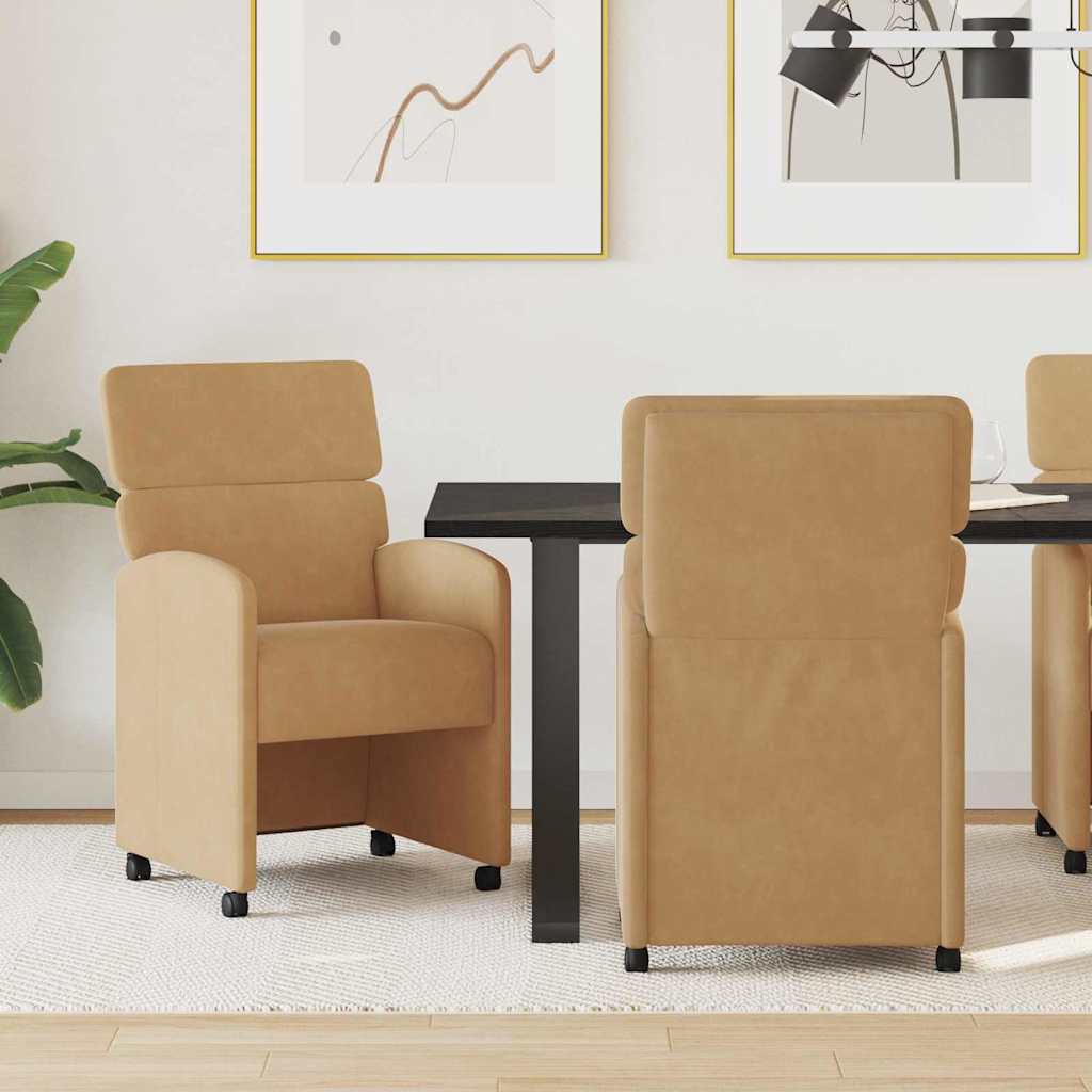 Cadeiras de Jantar com Rodas 2 unidades Amarelo 58 x 65 x 98 cm