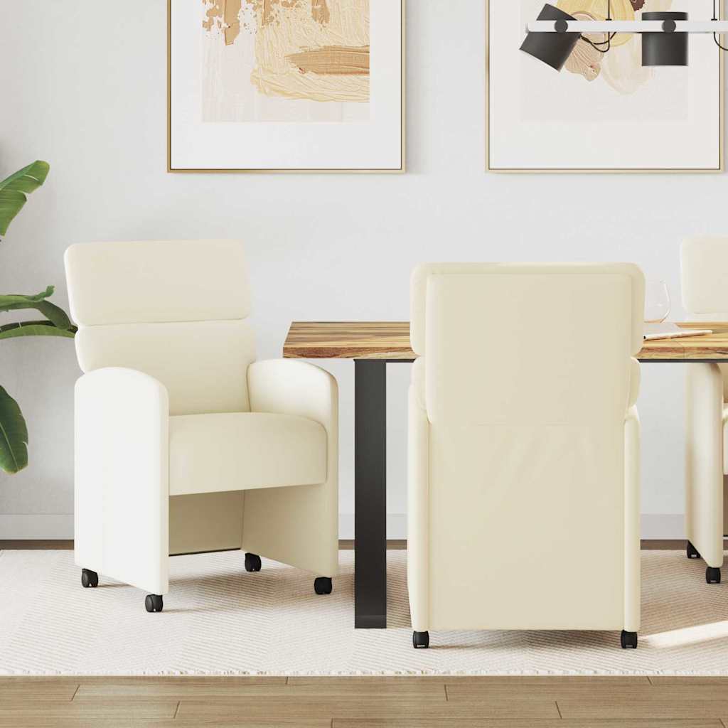 Cadeiras de Jantar com Rodas 2 pçs Cappuccino 58 x 65 x 98 cm
