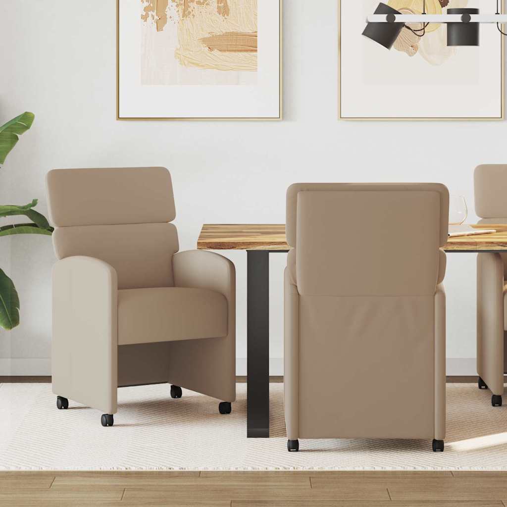 Sillas de Comedor con Ruedas 2 pcs Capuchino 58 x 65 x 98 cm