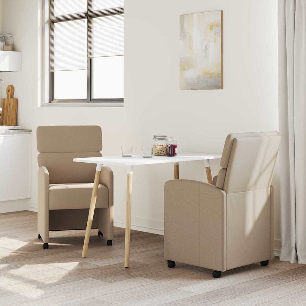 Sillas de Comedor con Ruedas 2 pcs Capuchino 58 x 65 x 98 cm