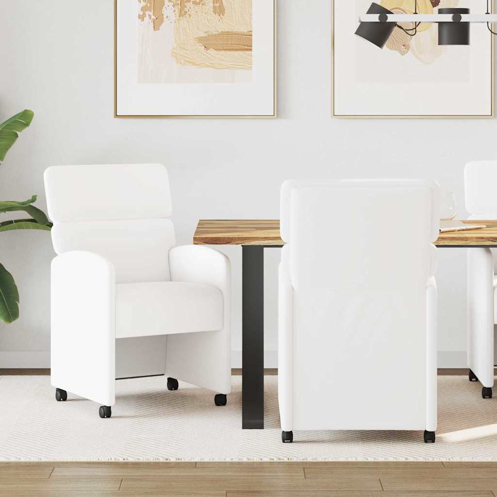 Cadeiras de Jantar com Rodas 2 pçs Cappuccino 58 x 65 x 98 cm