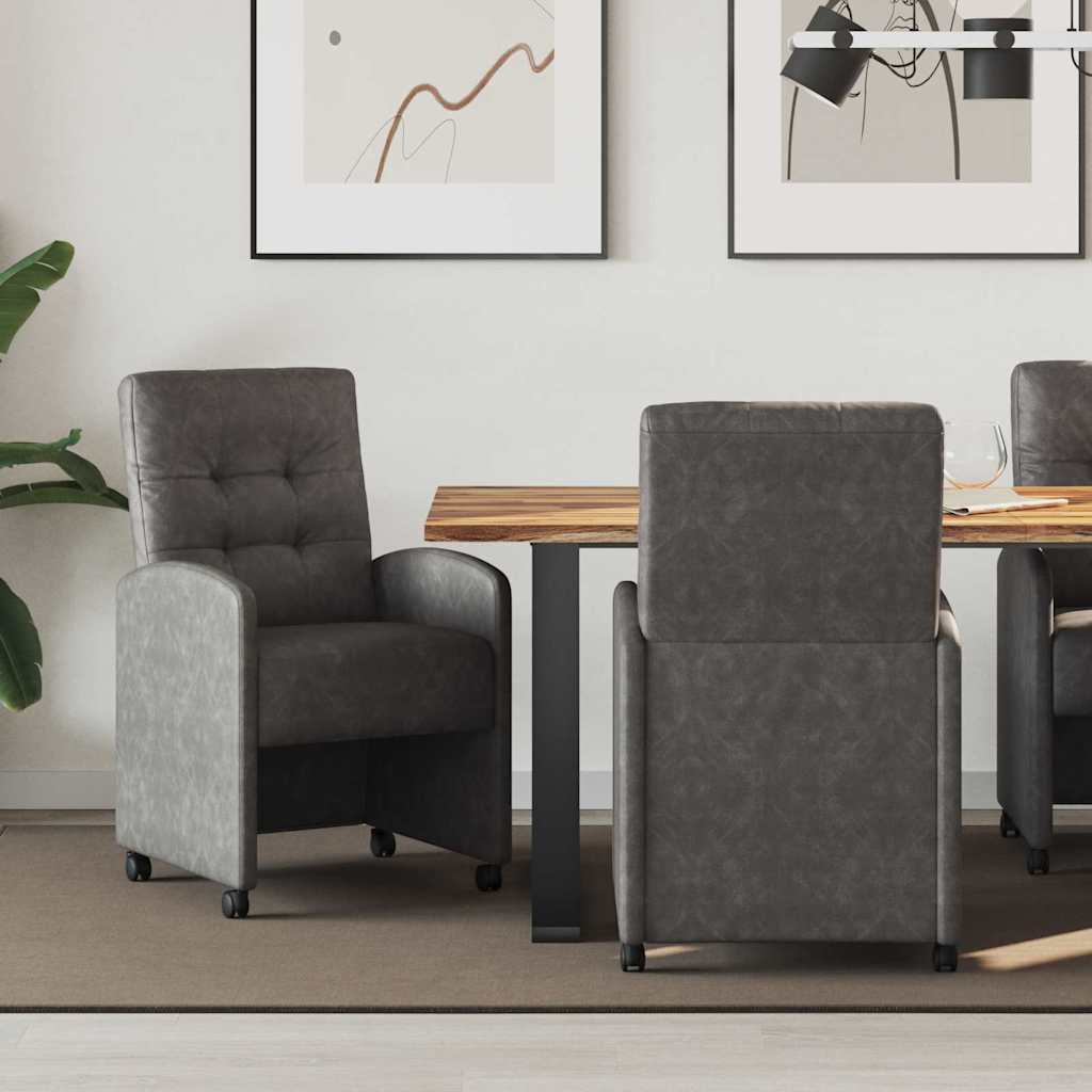 Sillas de Comedor con Ruedas 2 pcs Gris 58 x 67 x 97 cm