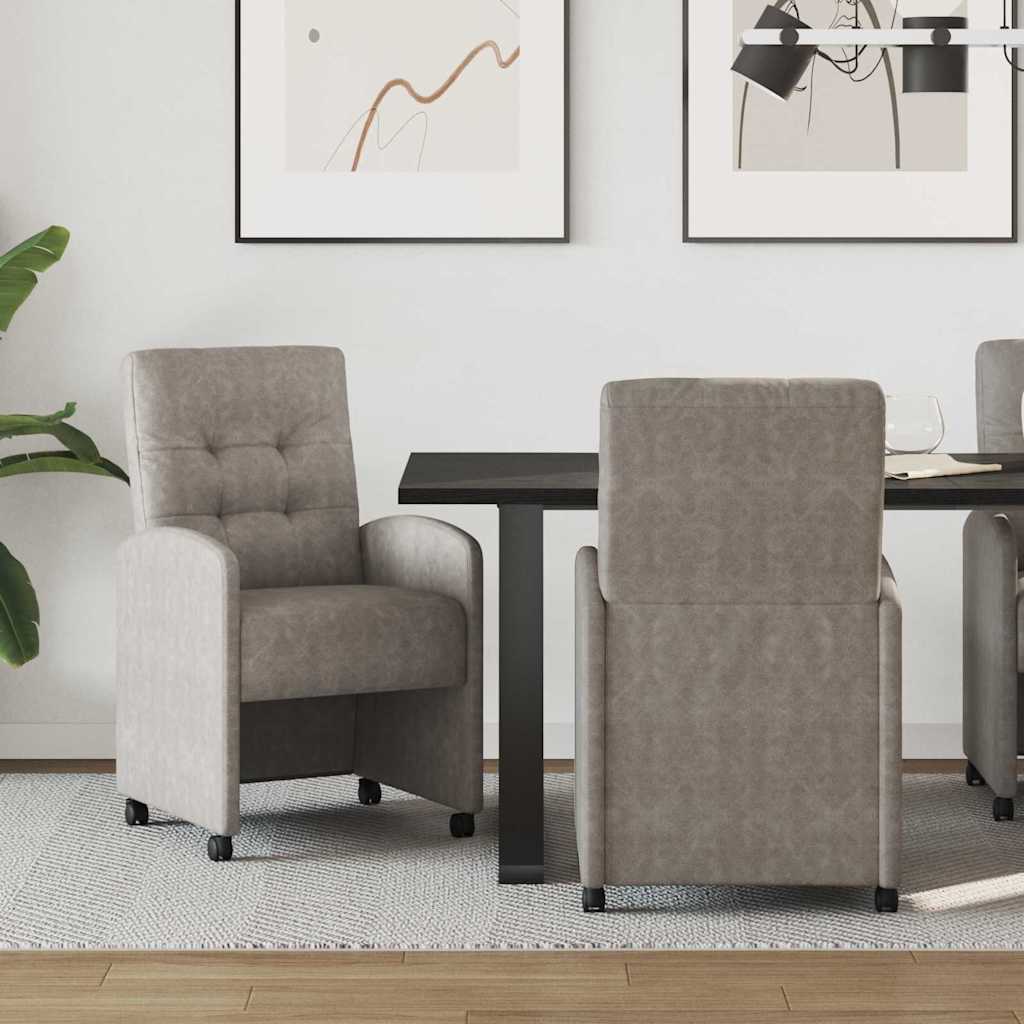 Sillas de Comedor con Ruedas 2 pcs Gris 58 x 67 x 97 cm