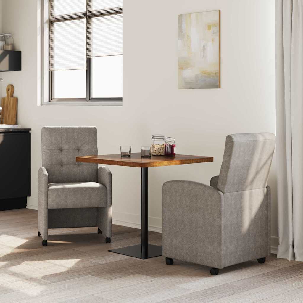 Sillas de Comedor con Ruedas 2 pcs Gris 58 x 67 x 97 cm