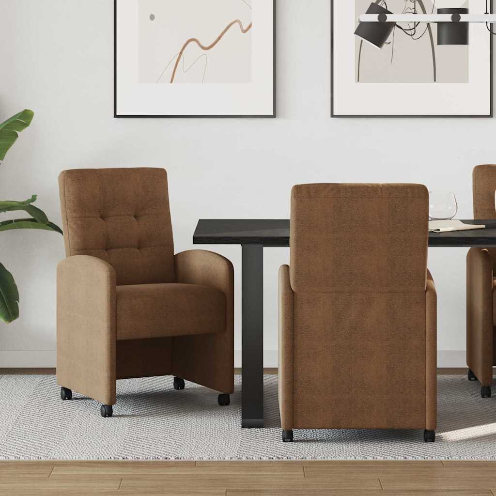 Dining Chairs with Wheels 2 pcs Light Grey 58 x 67 x 97 cm
