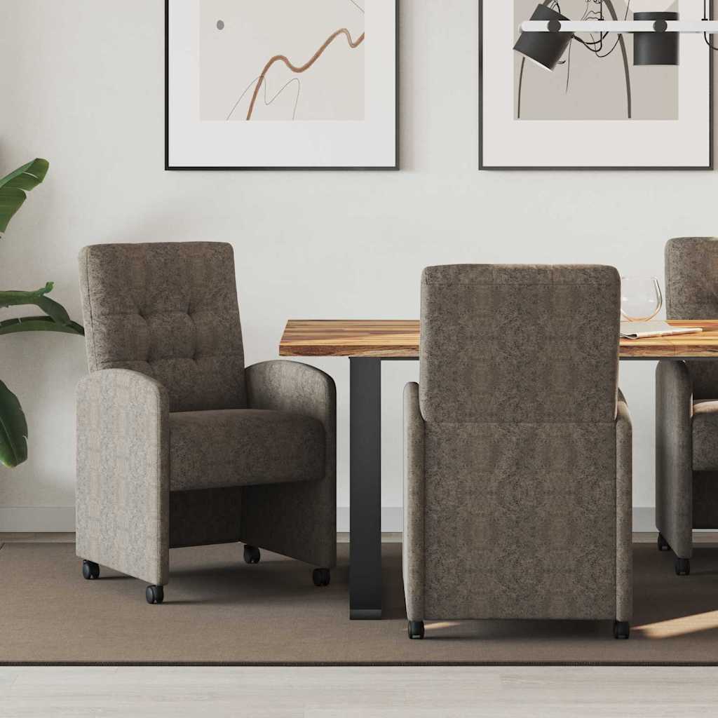 Dining Chairs with Wheels 2 pcs Light Grey 58 x 67 x 97 cm