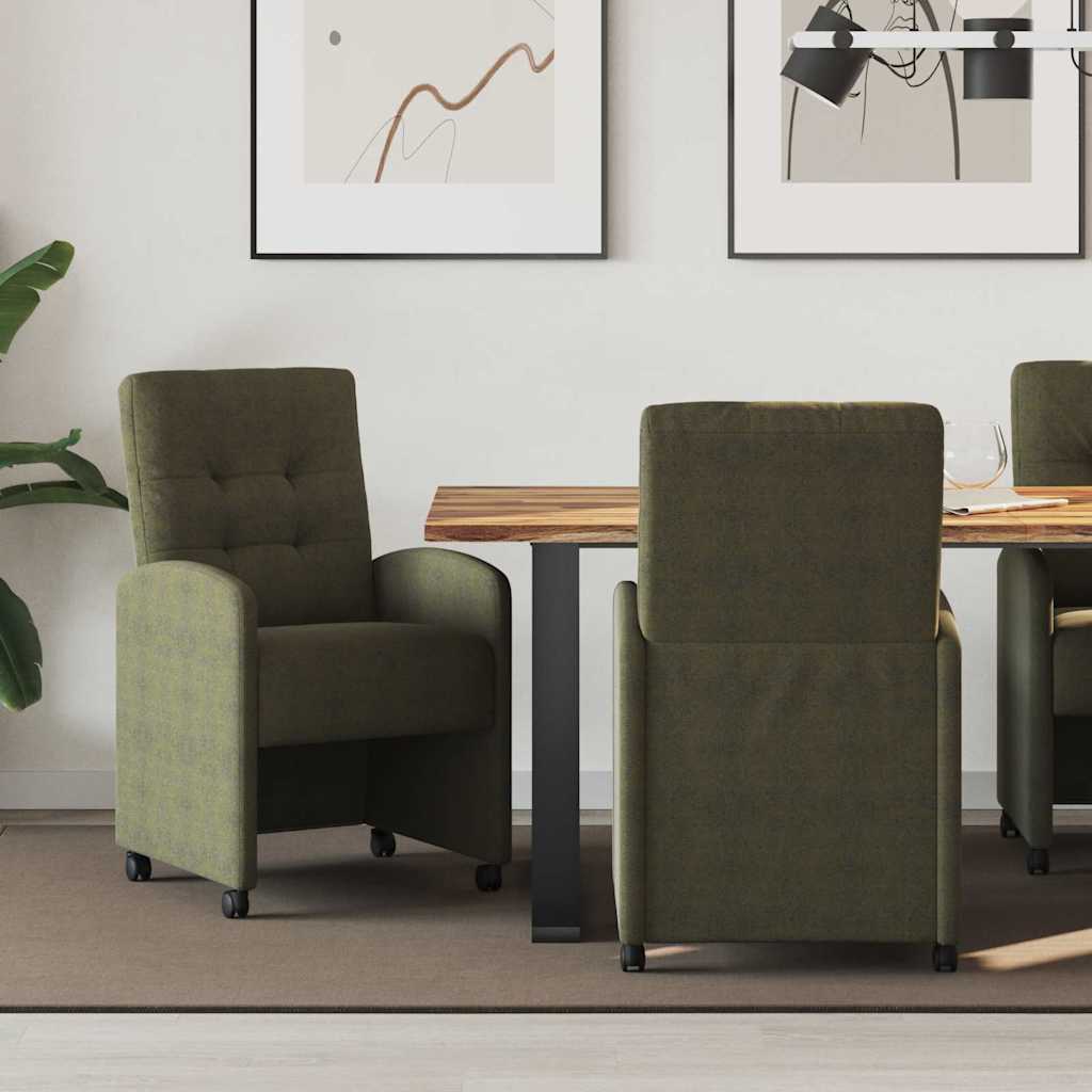 Dining Chairs with Wheels 2 pcs Light Grey 58 x 67 x 97 cm