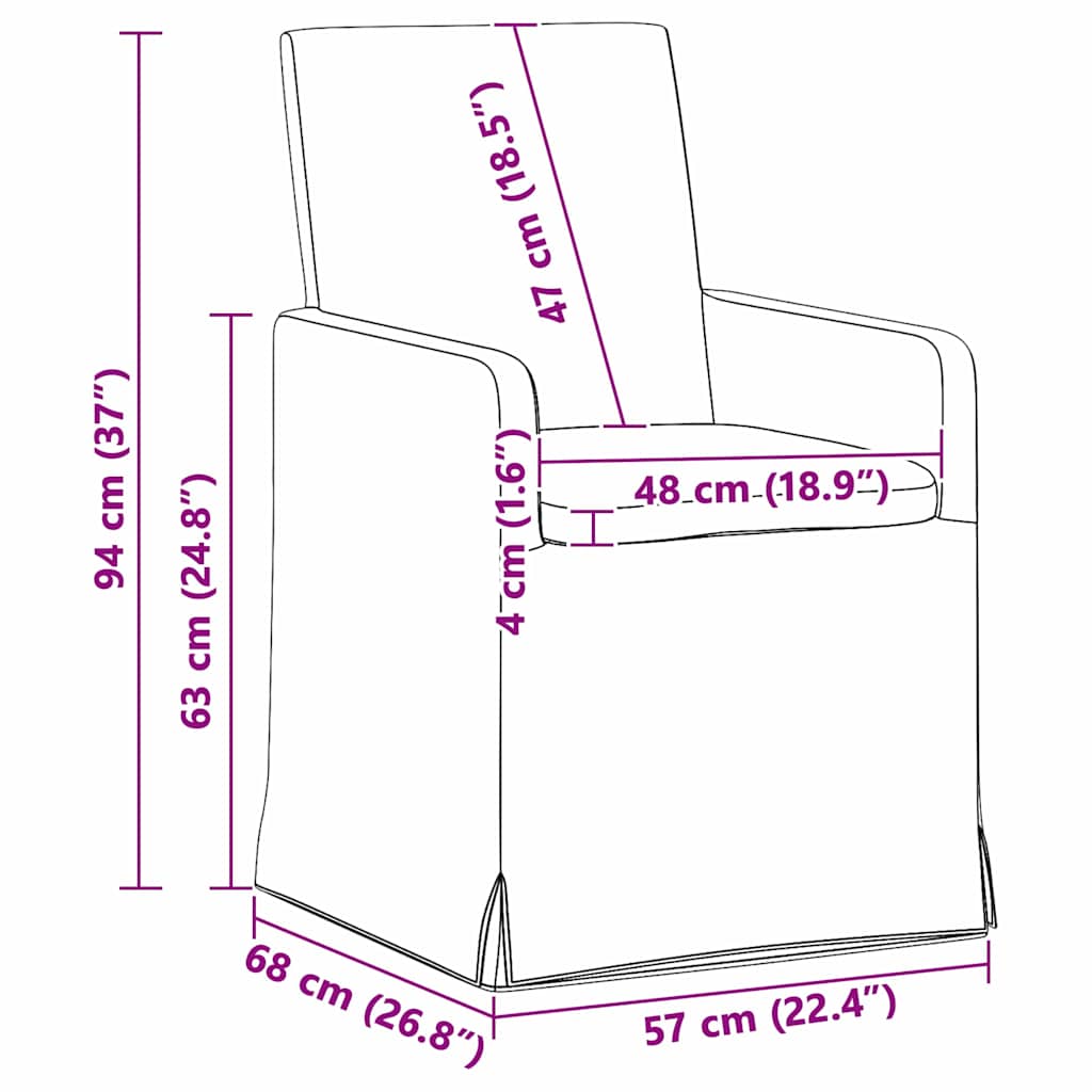 Sillas de comedor 2 pcs Azul 57 x 67 x 95 cm tela