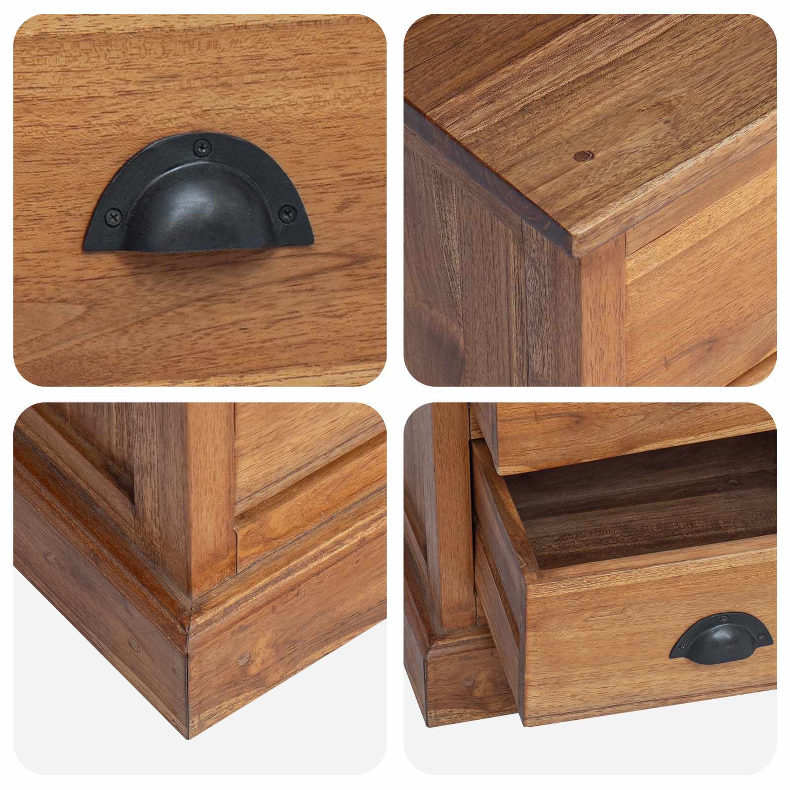 Mesita de Noche Natural 40 x 30 x 50 cm Madera de teca maciza