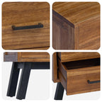 Mesita de Noche Natural 40 x 35 x 55 cm Madera de teca maciza