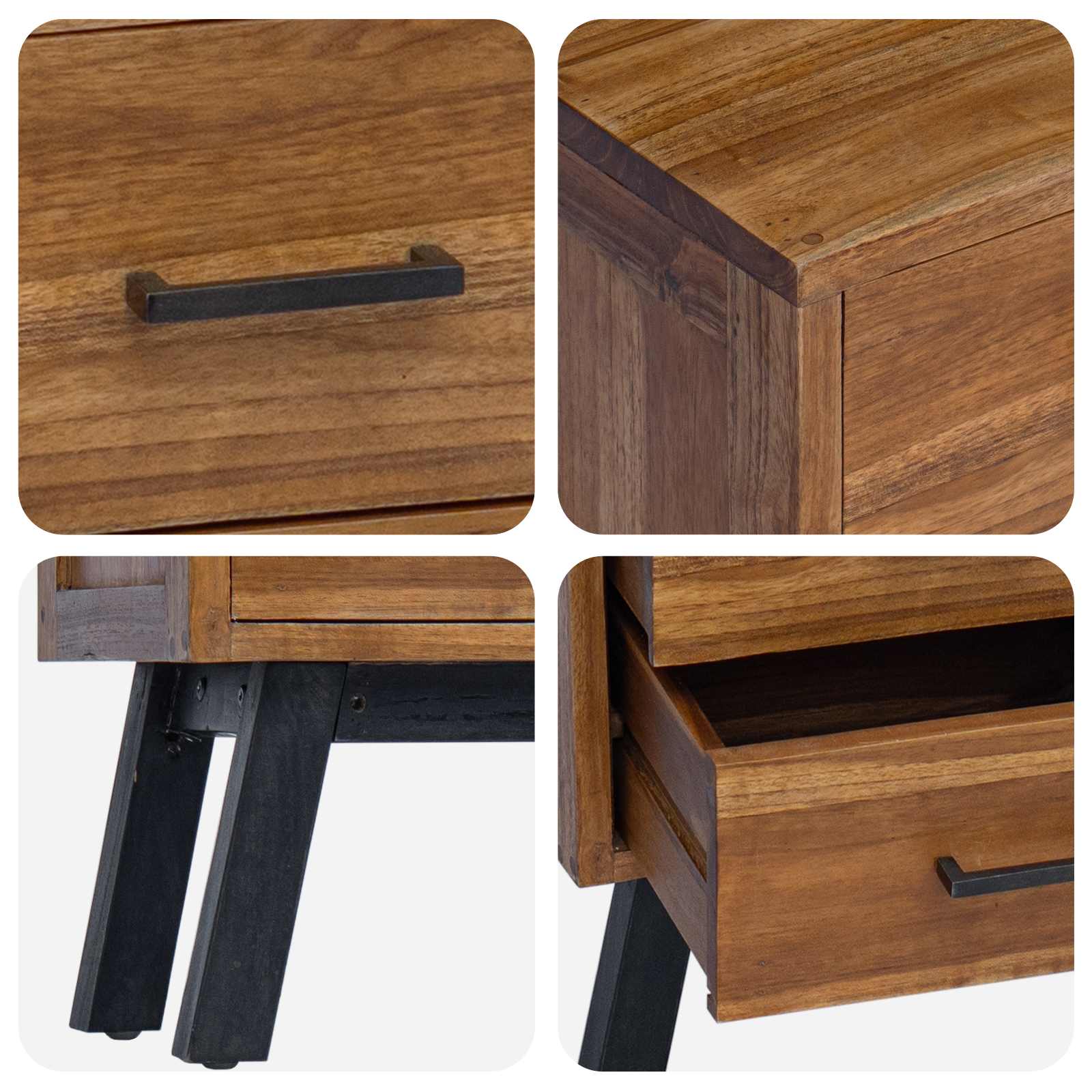 Mesita de Noche Natural 40 x 35 x 55 cm Madera de teca maciza