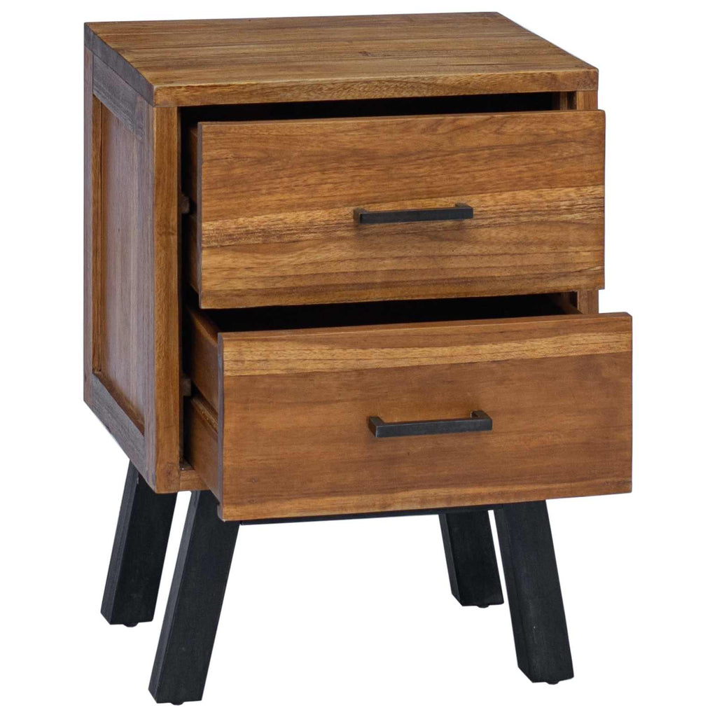 Mesita de Noche Natural 40 x 35 x 55 cm Madera de teca maciza
