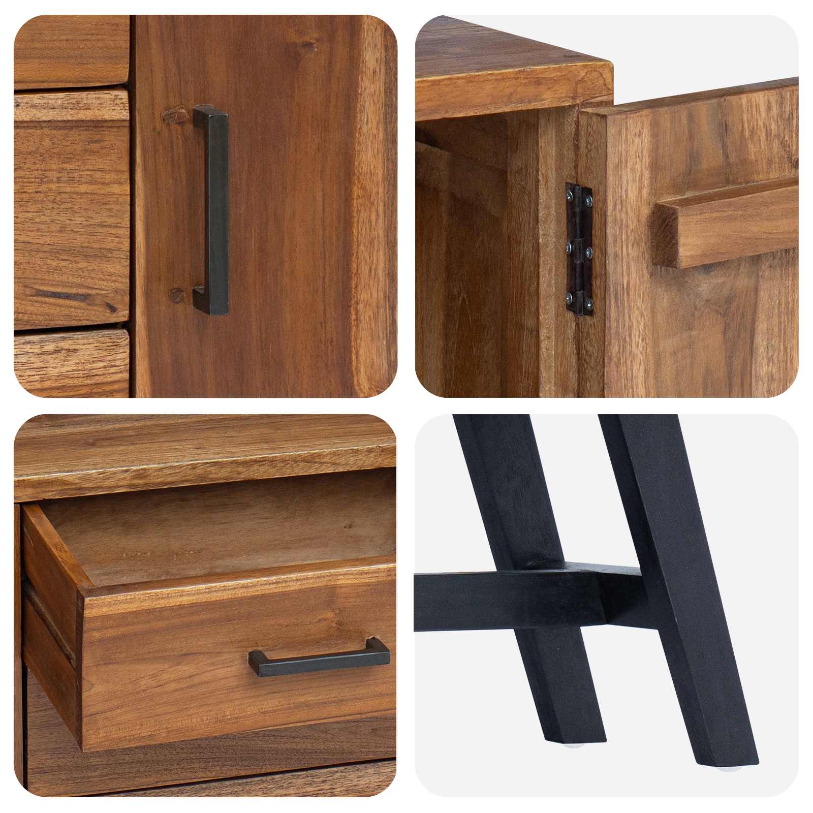 Soporte de TV Natural 110 x 30 x 75 cm Madera de teca maciza