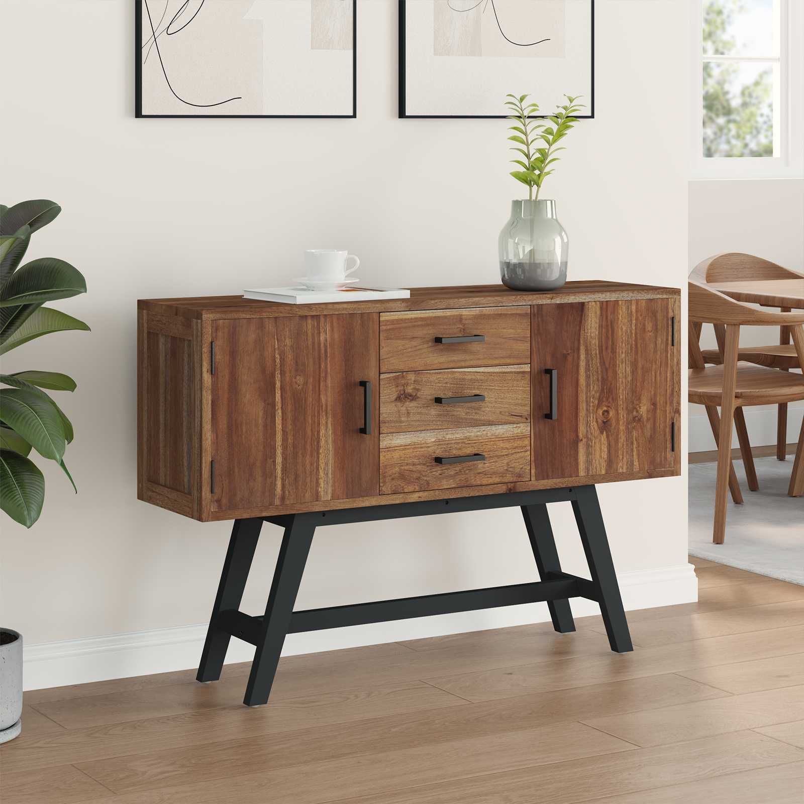 Soporte de TV Natural 110 x 30 x 75 cm Madera de teca maciza
