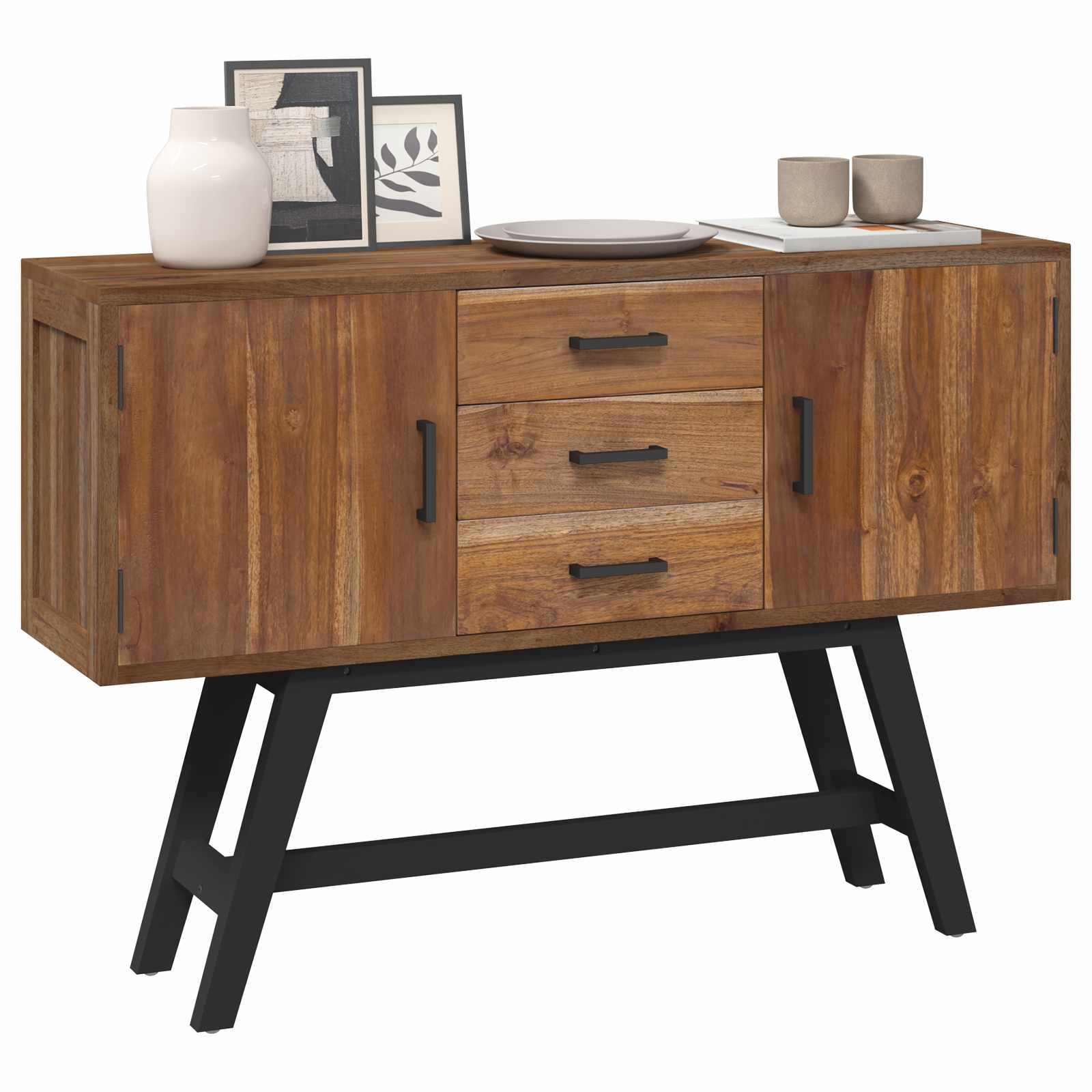 Soporte de TV Natural 110 x 30 x 75 cm Madera de teca maciza