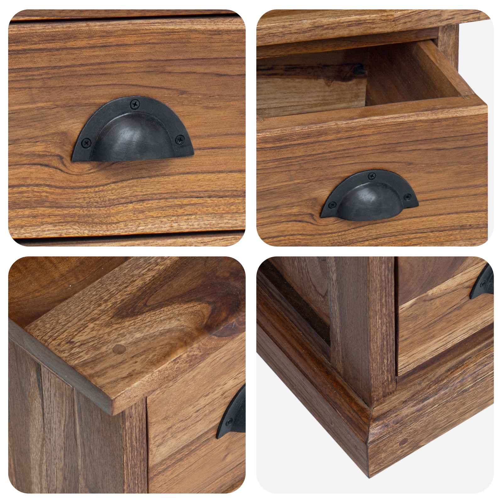 Soporte de TV Natural 110 x 30 x 40 cm Madera de teca maciza