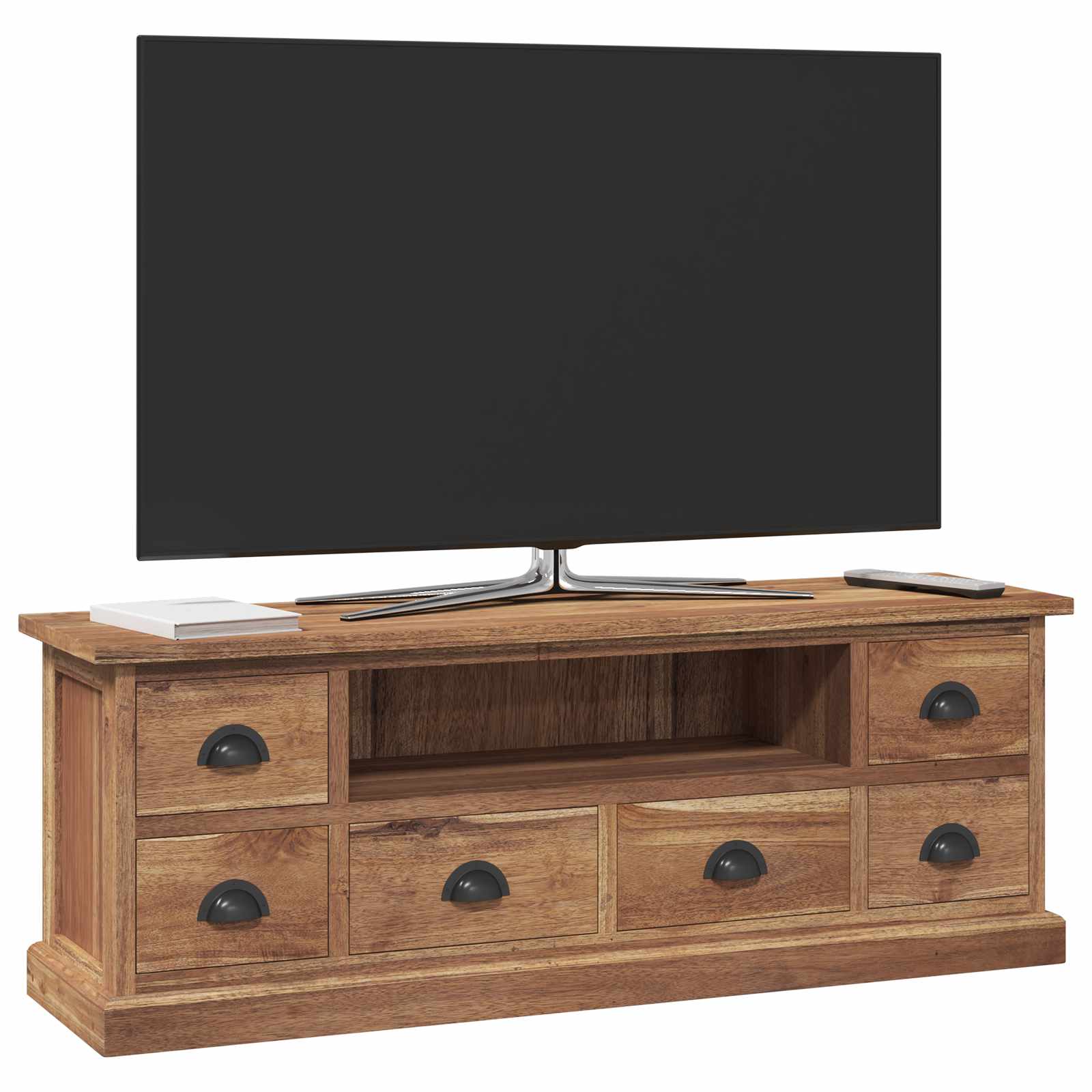Soporte de TV Natural 110 x 30 x 40 cm Madera de teca maciza
