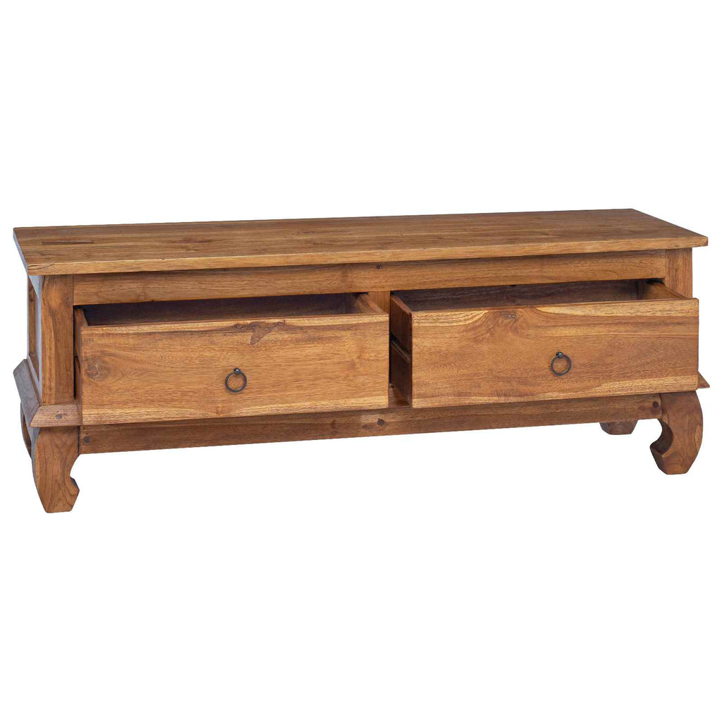 Soporte de TV Natural 110 x 35 x 40 cm Madera de teca maciza