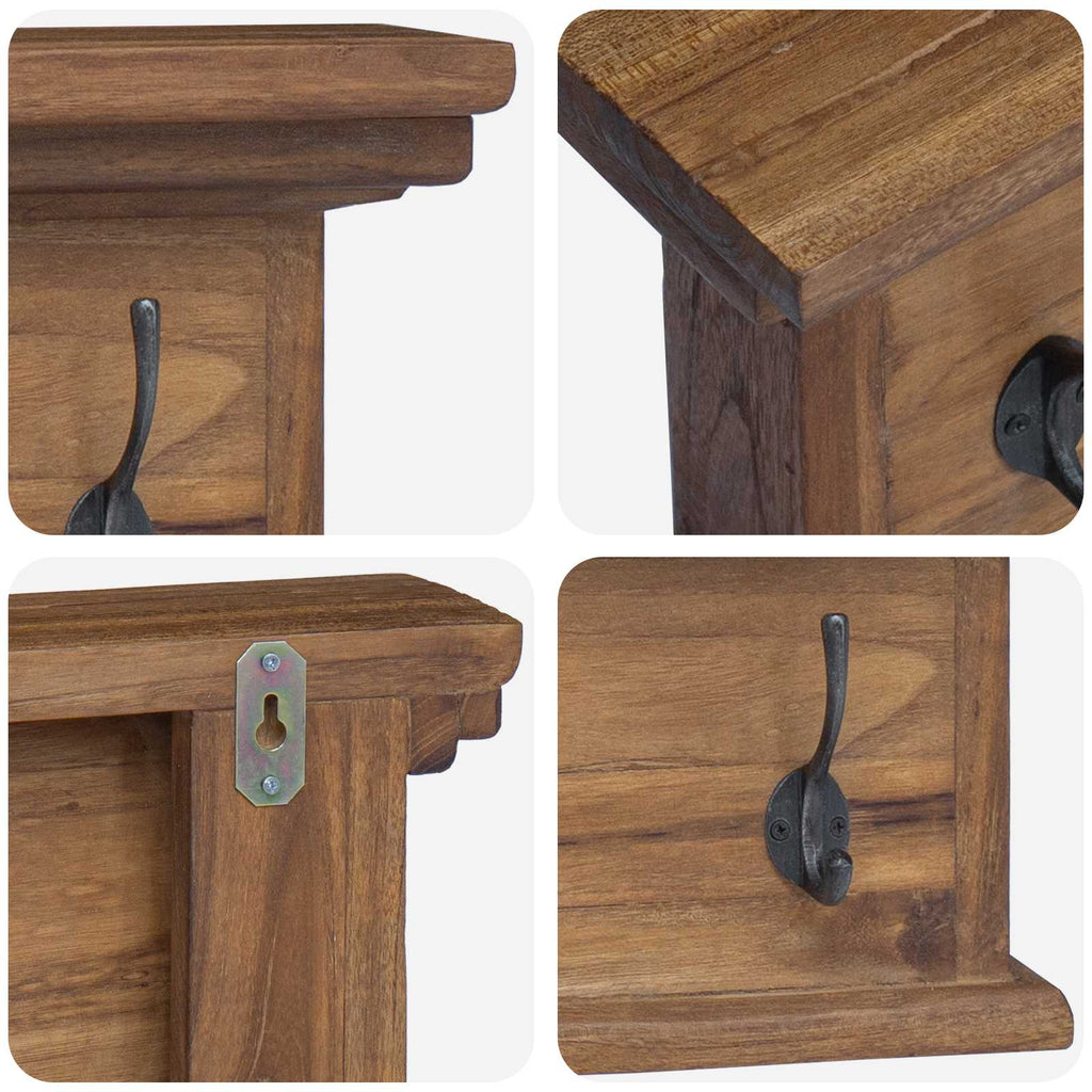 Perchero montado en pared Natural 70 x 10 x 20 cm