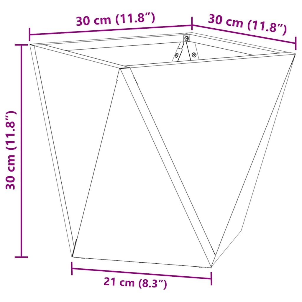 Jardinera 2 pcs 30 x 30 x 30 cm Acero