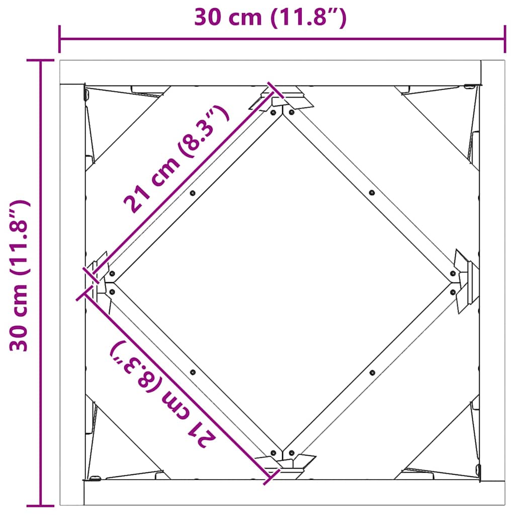 Jardinera 2 pcs 30 x 30 x 30 cm Acero