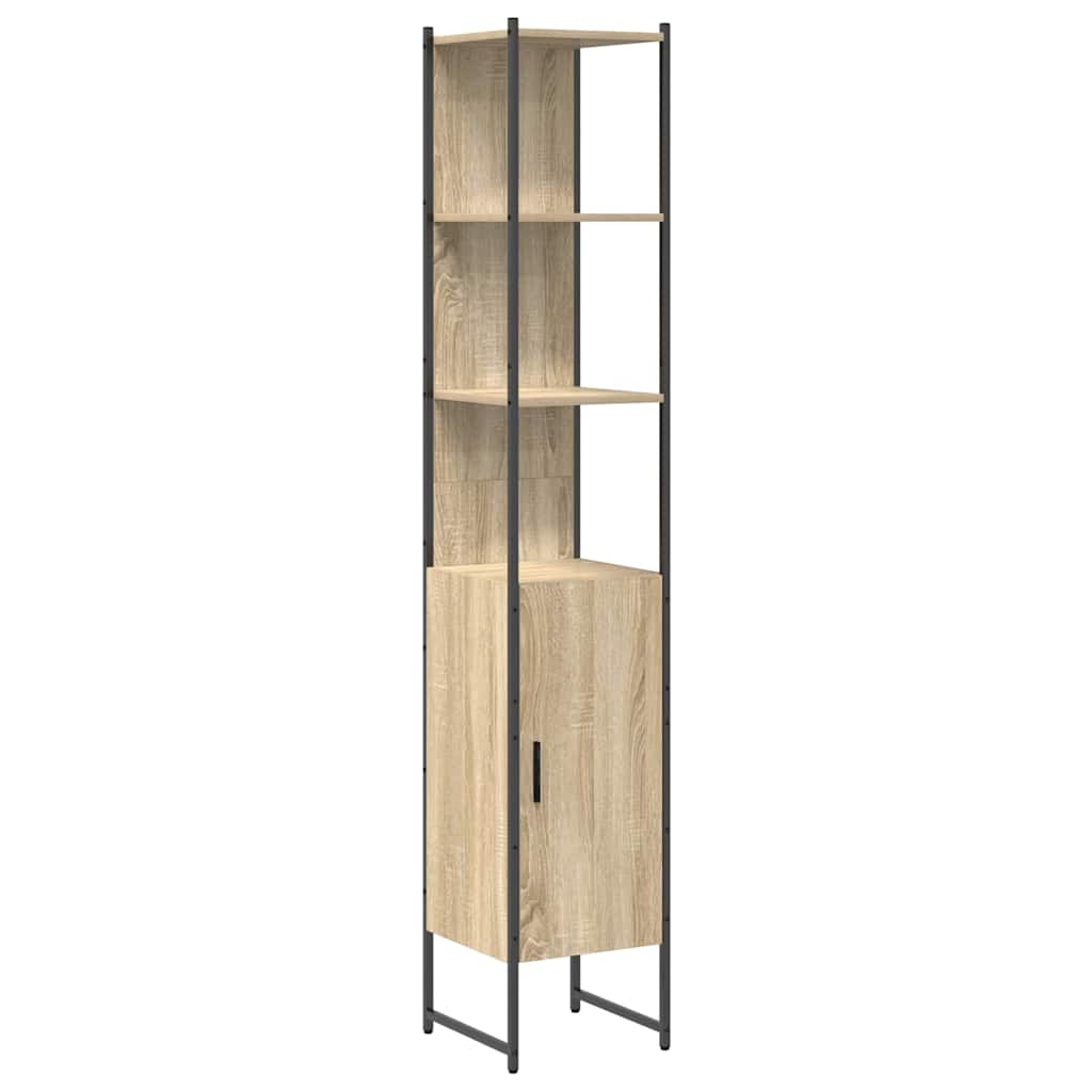 Juego de muebles de baño con estante 4 pcs Roble Sonoma