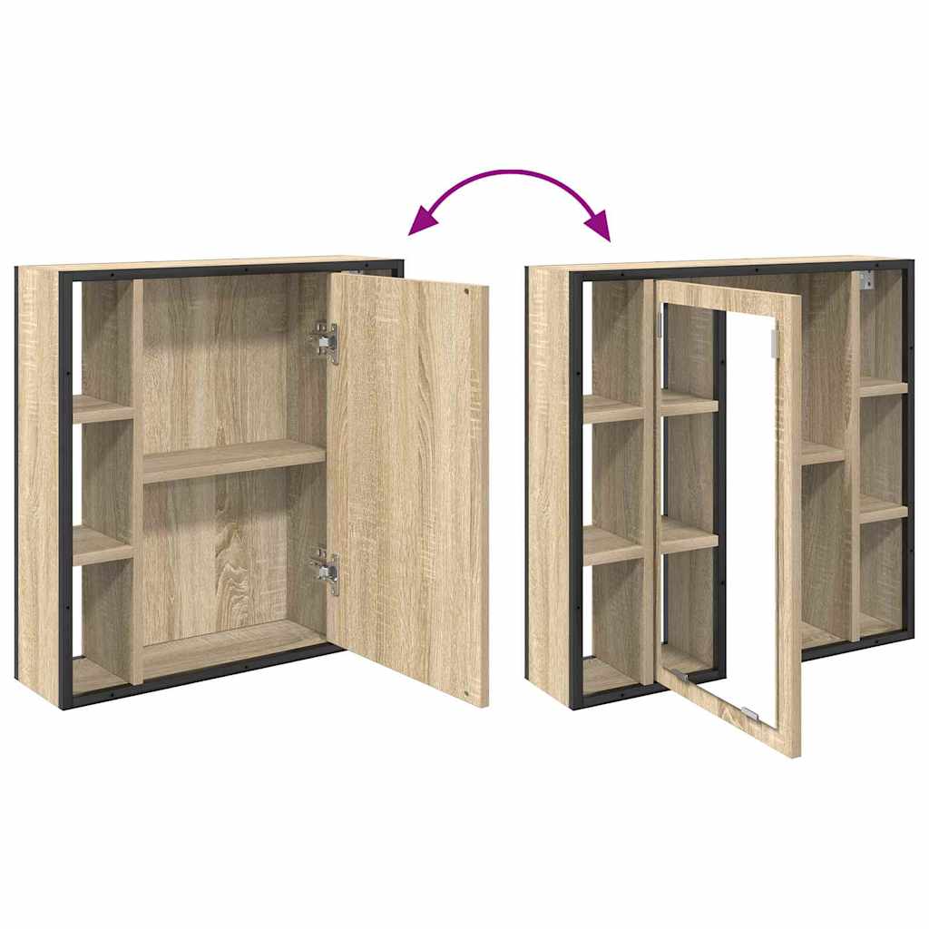 Juego de muebles de baño con estante 4 pcs Roble Sonoma