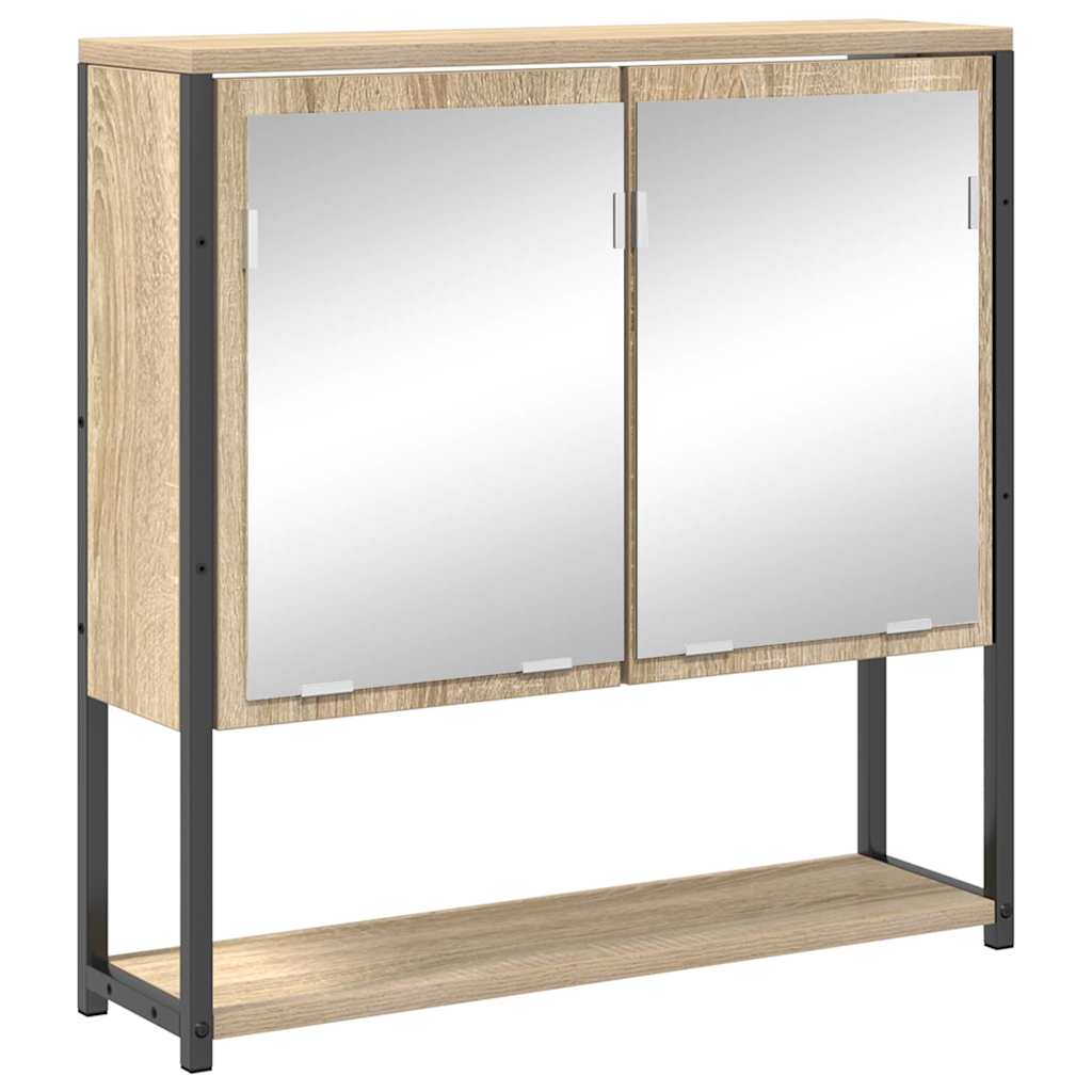 Juego de muebles de baño con estante 4 pcs Roble Sonoma