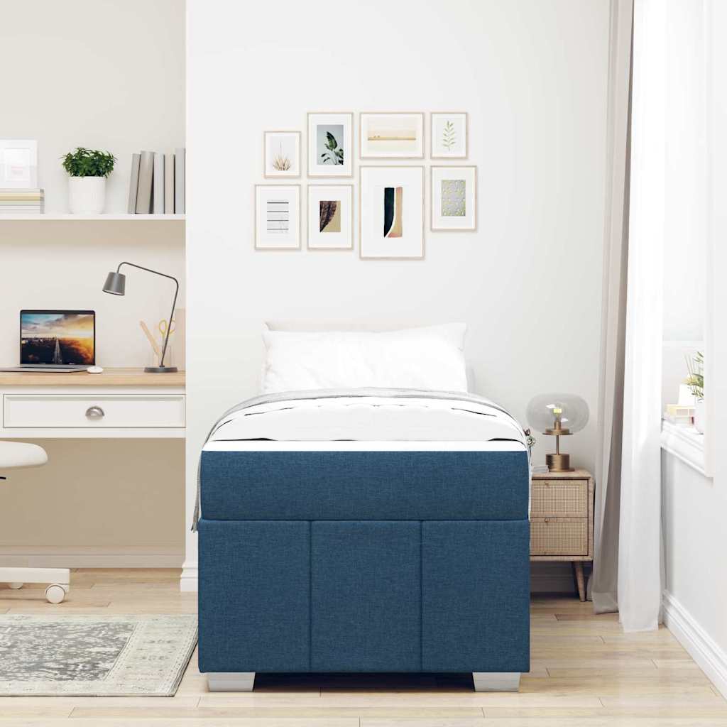 Estructura de cama con colchón Azul 100 x 200 cm tela