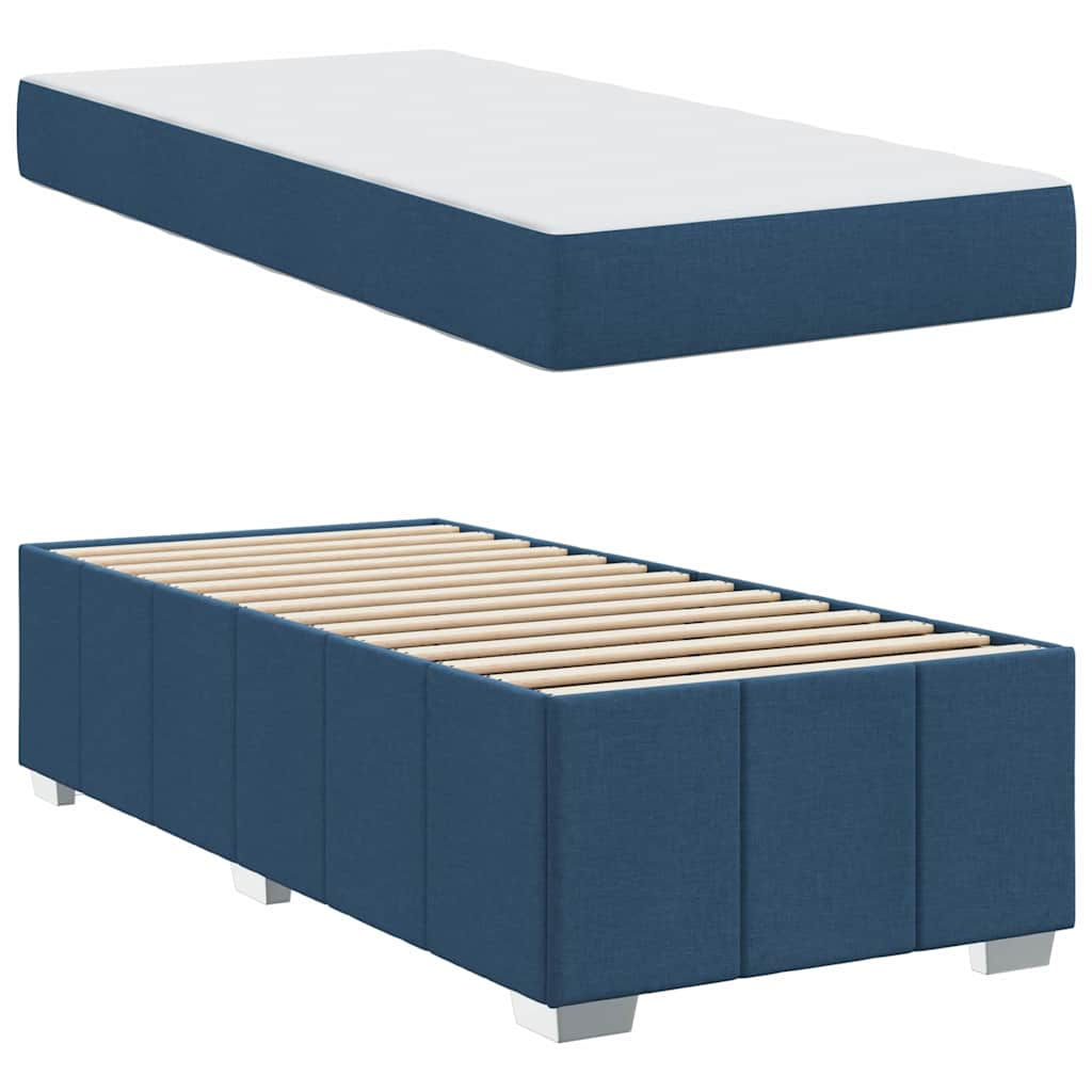Estructura de cama con colchón Azul 100 x 200 cm tela