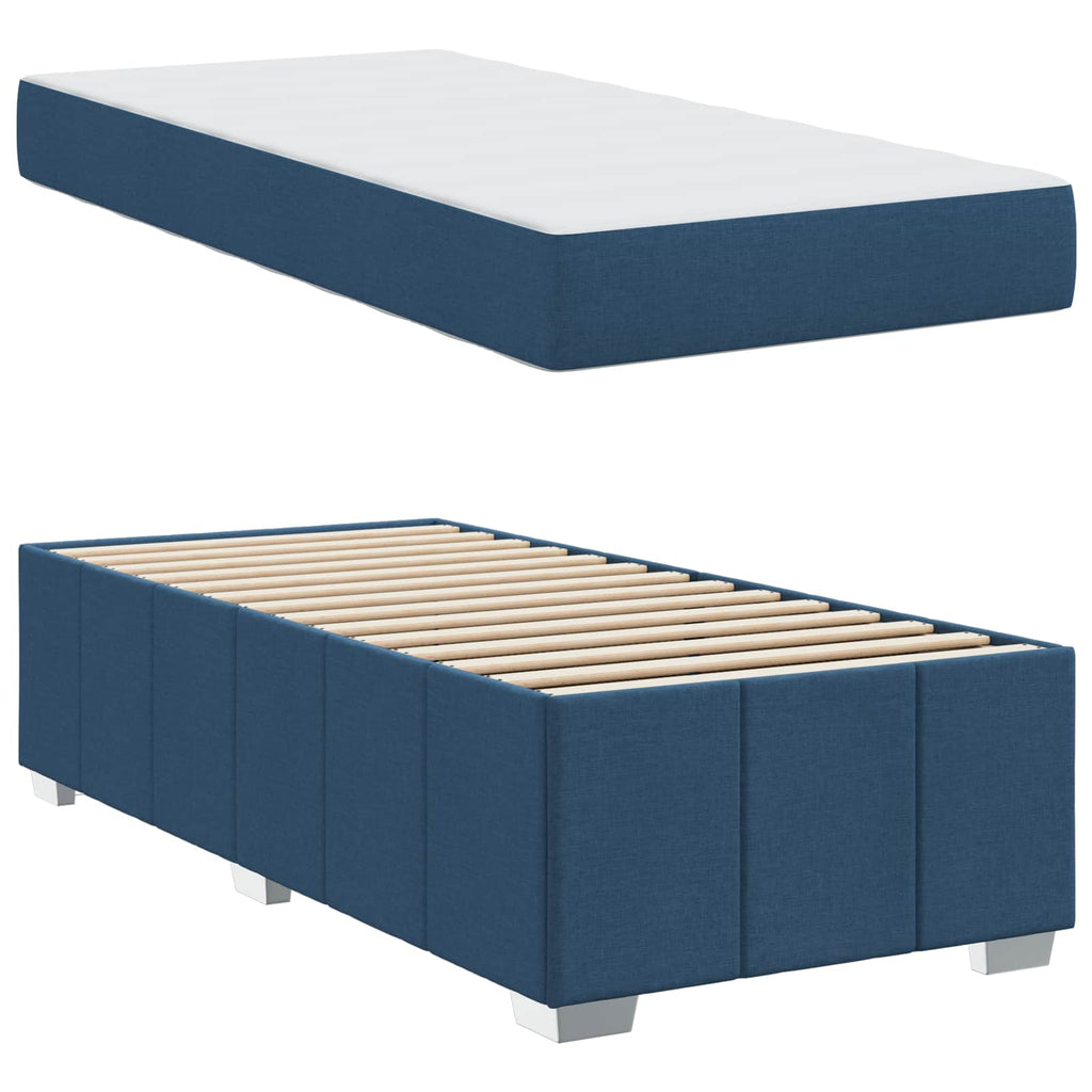 Estructura de cama con colchón Azul 100 x 200 cm tela
