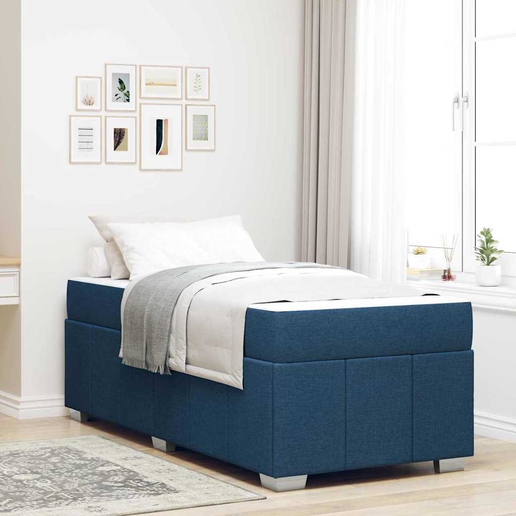 Bed frame with mattress Blue 100 x 200 cm fabric