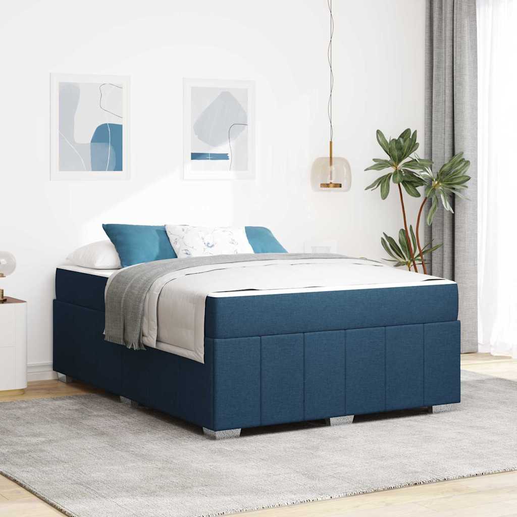 Bed frame with mattress Blue 100 x 200 cm fabric