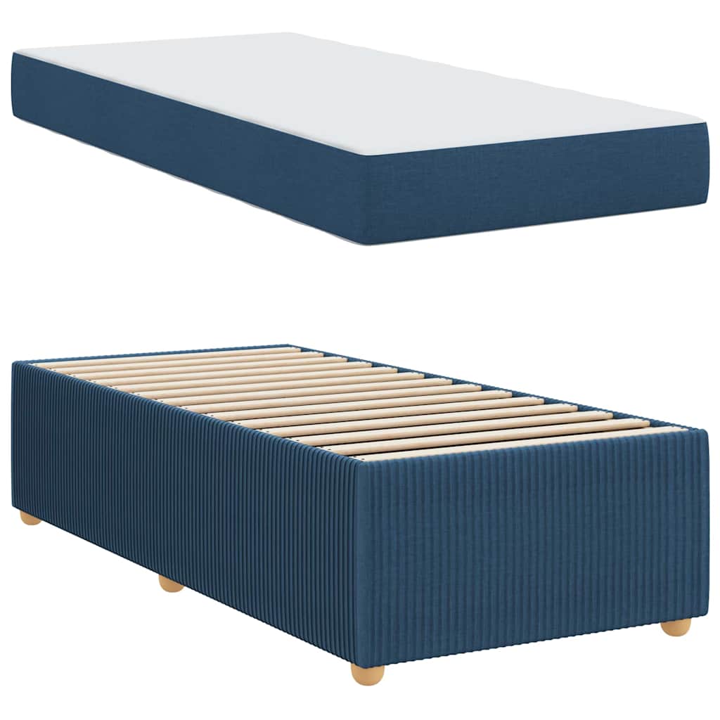 Estructura de cama con colchón Azul 100 x 200 cm tela
