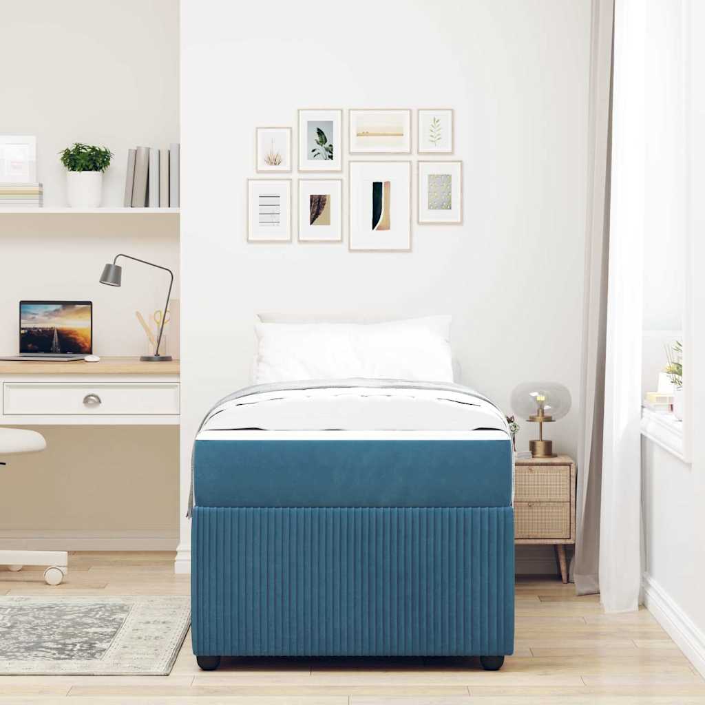 Estructura de cama con colchón Azul 100 x 200 cm tela