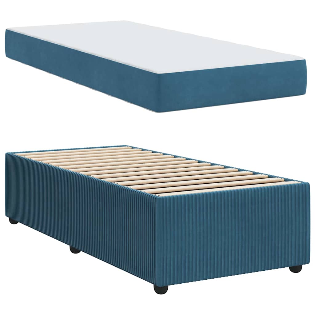 Estructura de cama con colchón Azul 100 x 200 cm tela