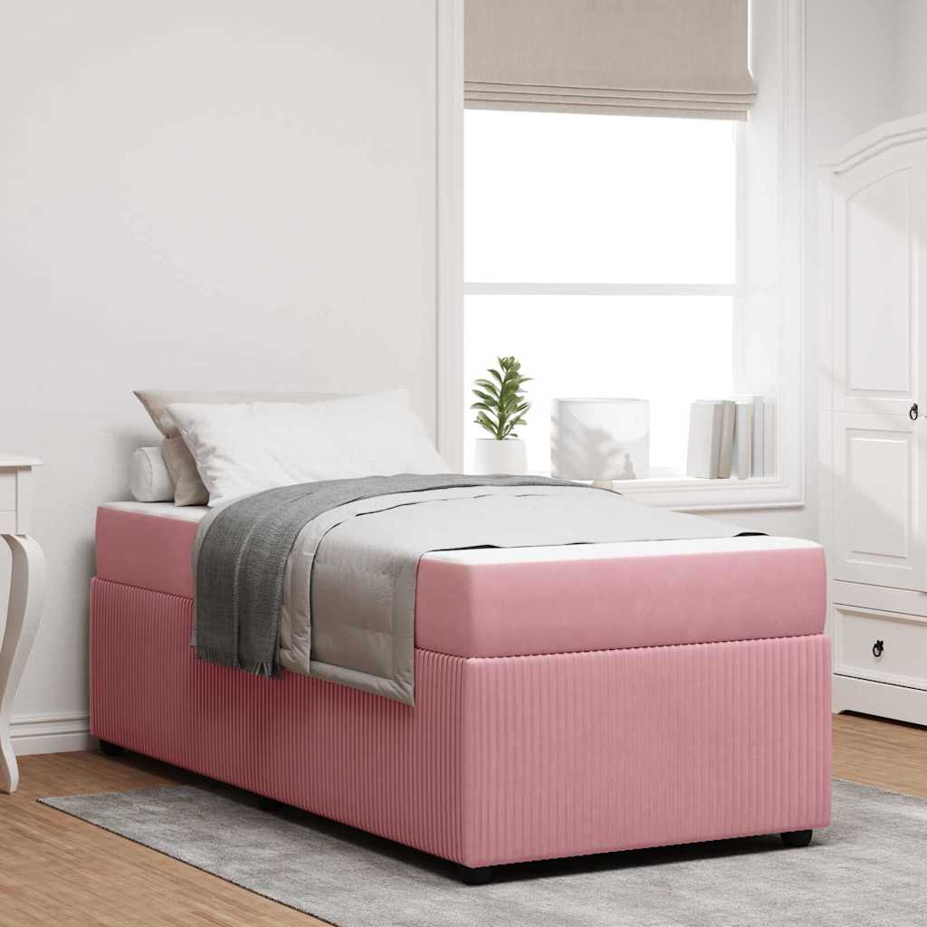 Bed frame with mattress Blue 100 x 200 cm fabric