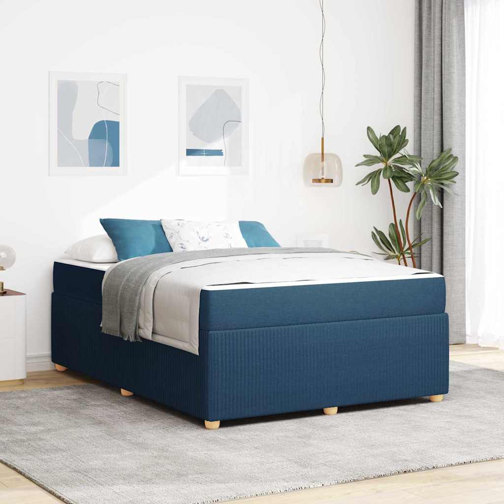 Bed frame with mattress Blue 100 x 200 cm fabric