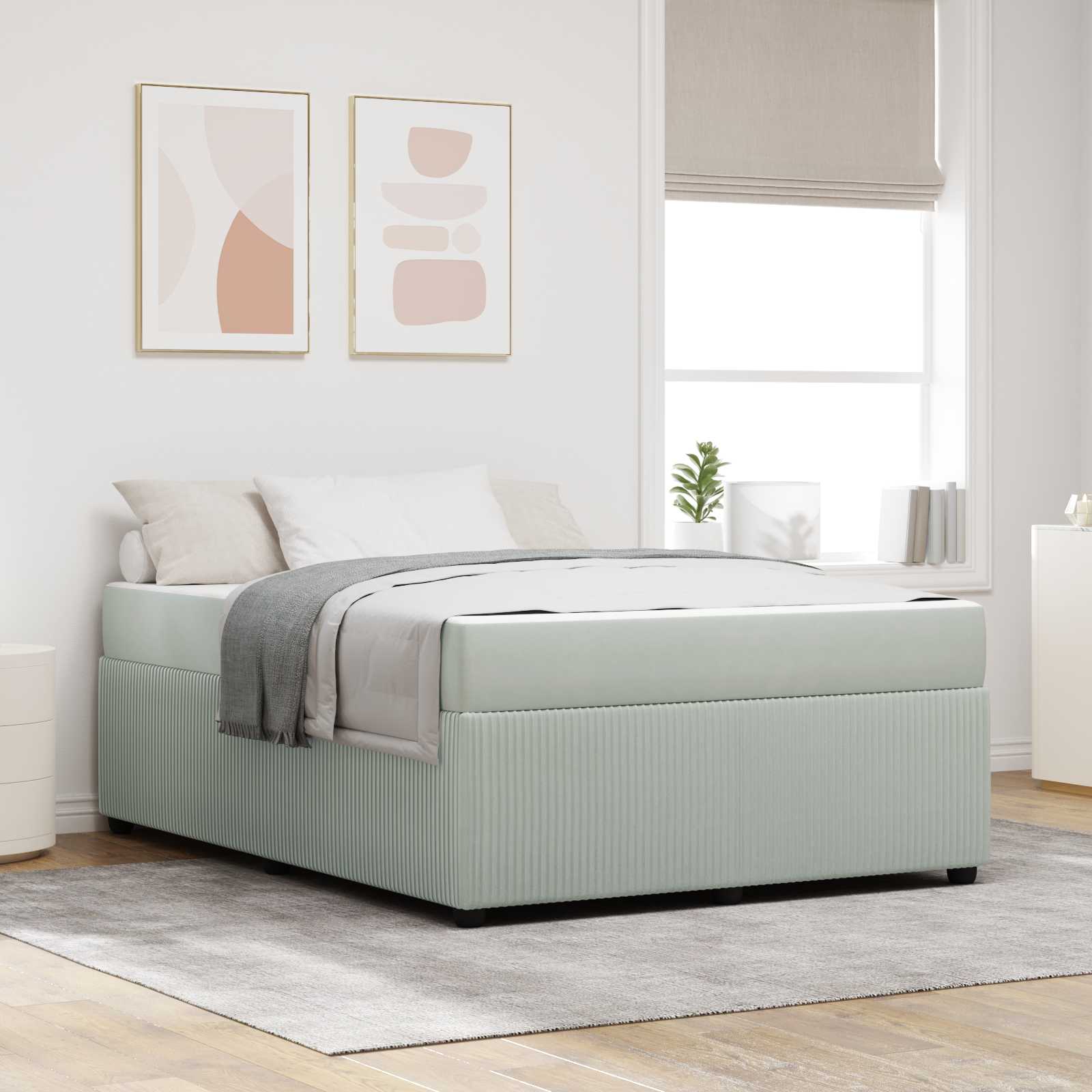 Bed frame with mattress Blue 100 x 200 cm fabric