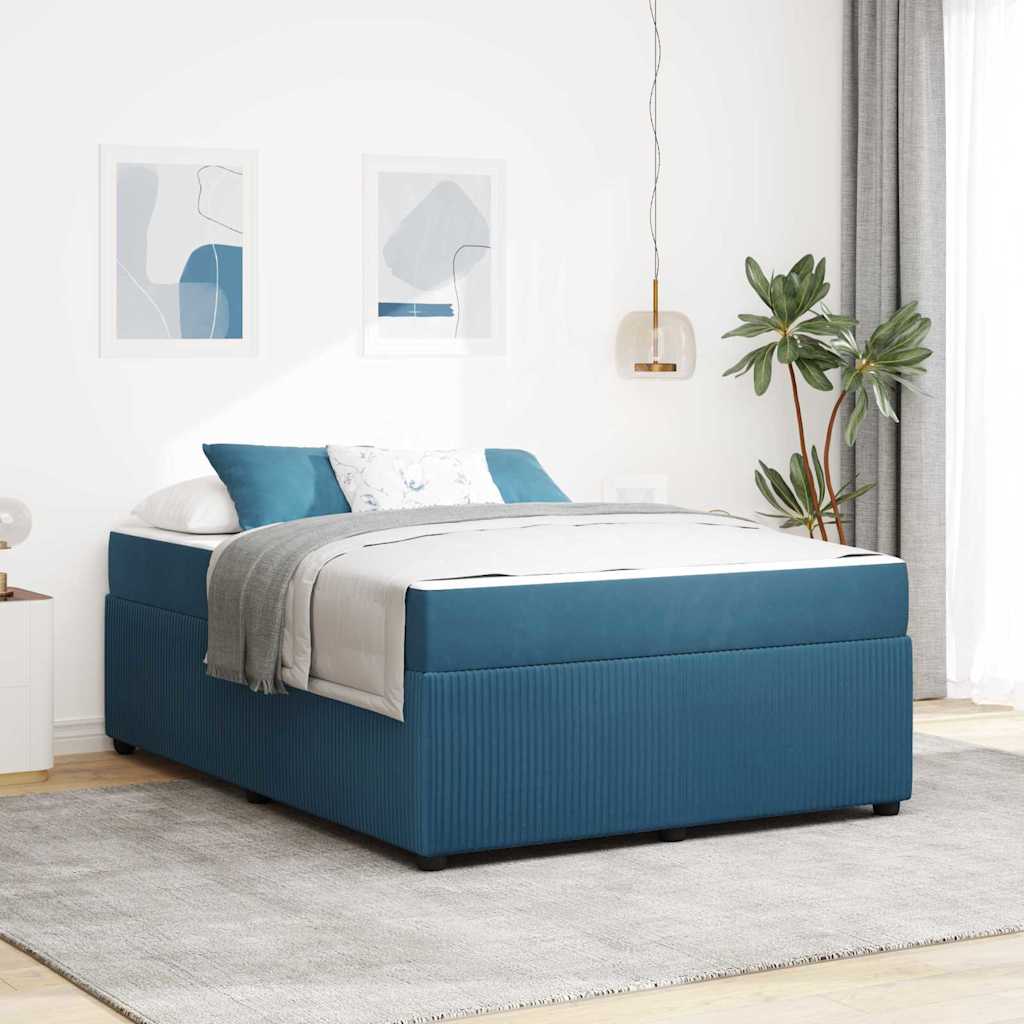 Bed frame with mattress Blue 100 x 200 cm fabric