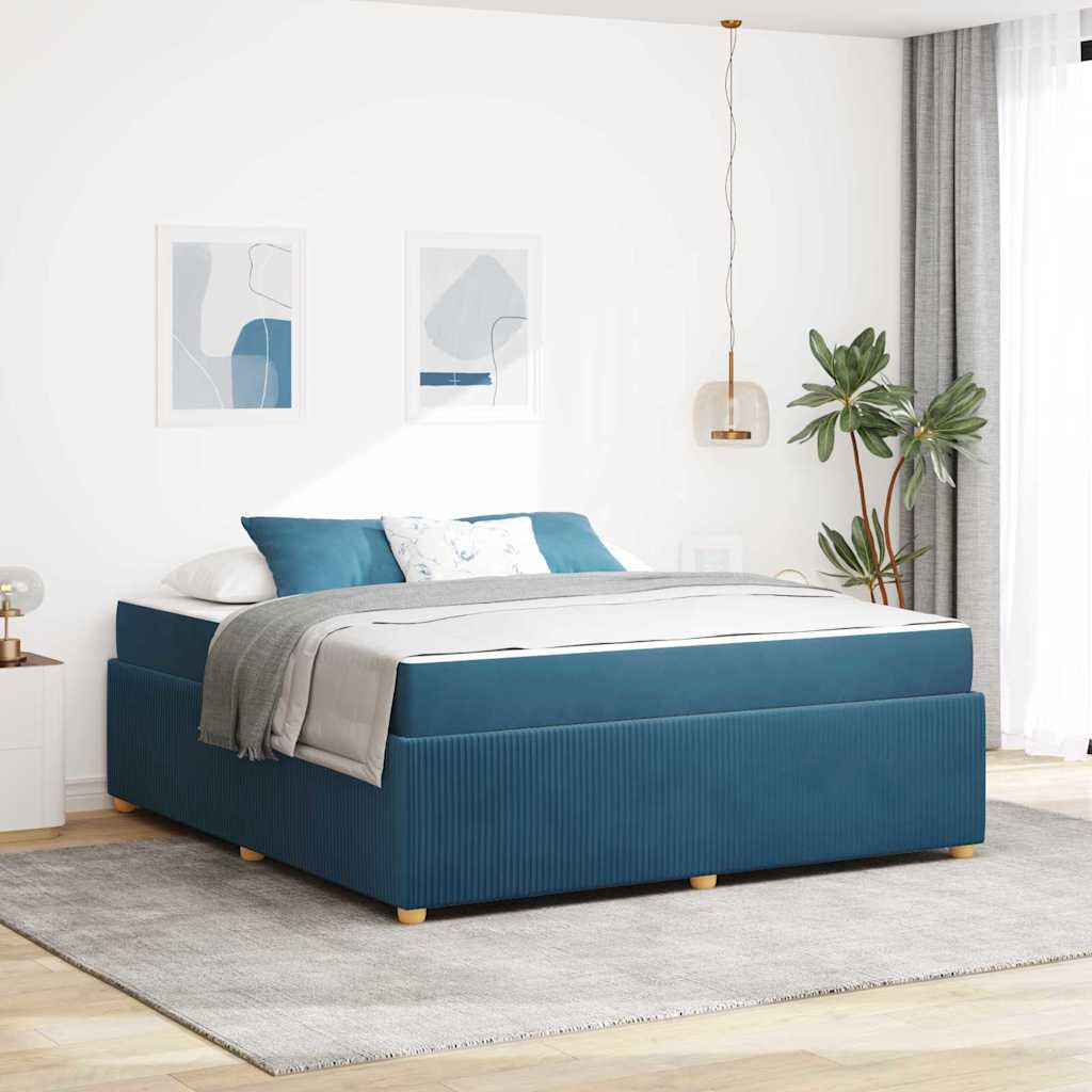 Bed frame with mattress Blue 100 x 200 cm fabric
