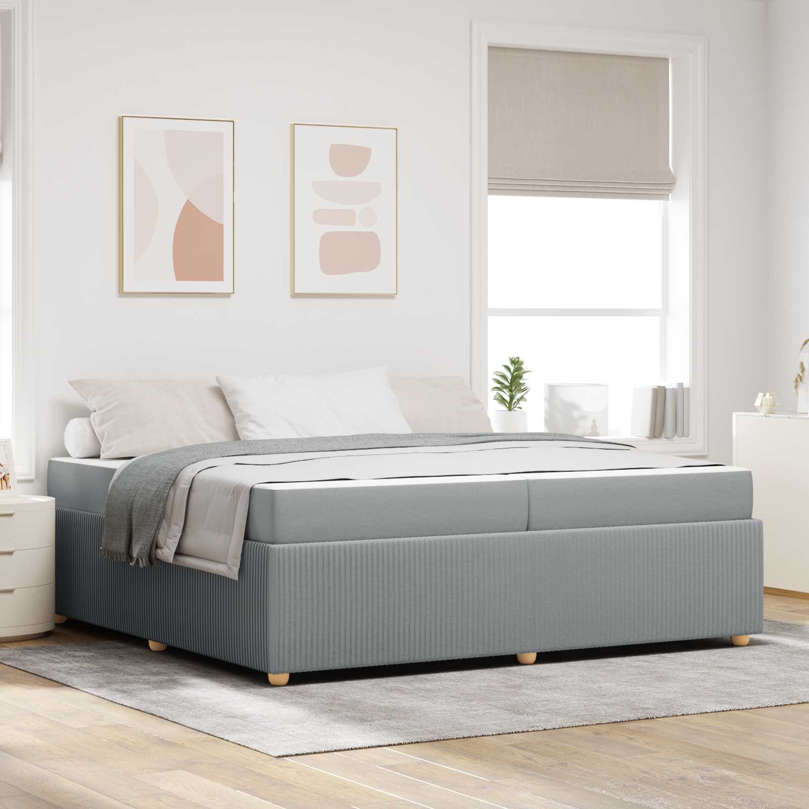 Bed frame with mattress Blue 100 x 200 cm fabric