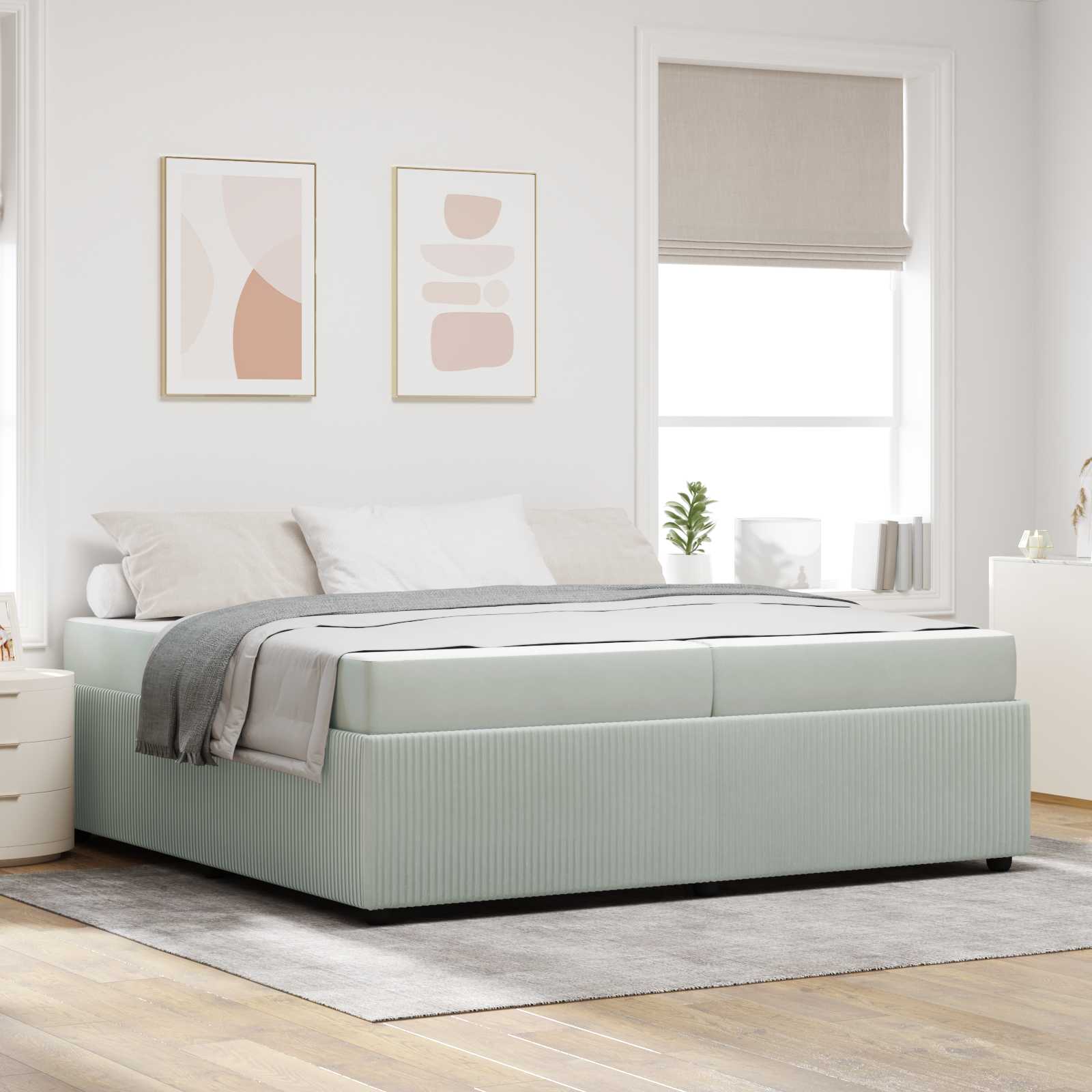 Bed frame with mattress Blue 100 x 200 cm fabric