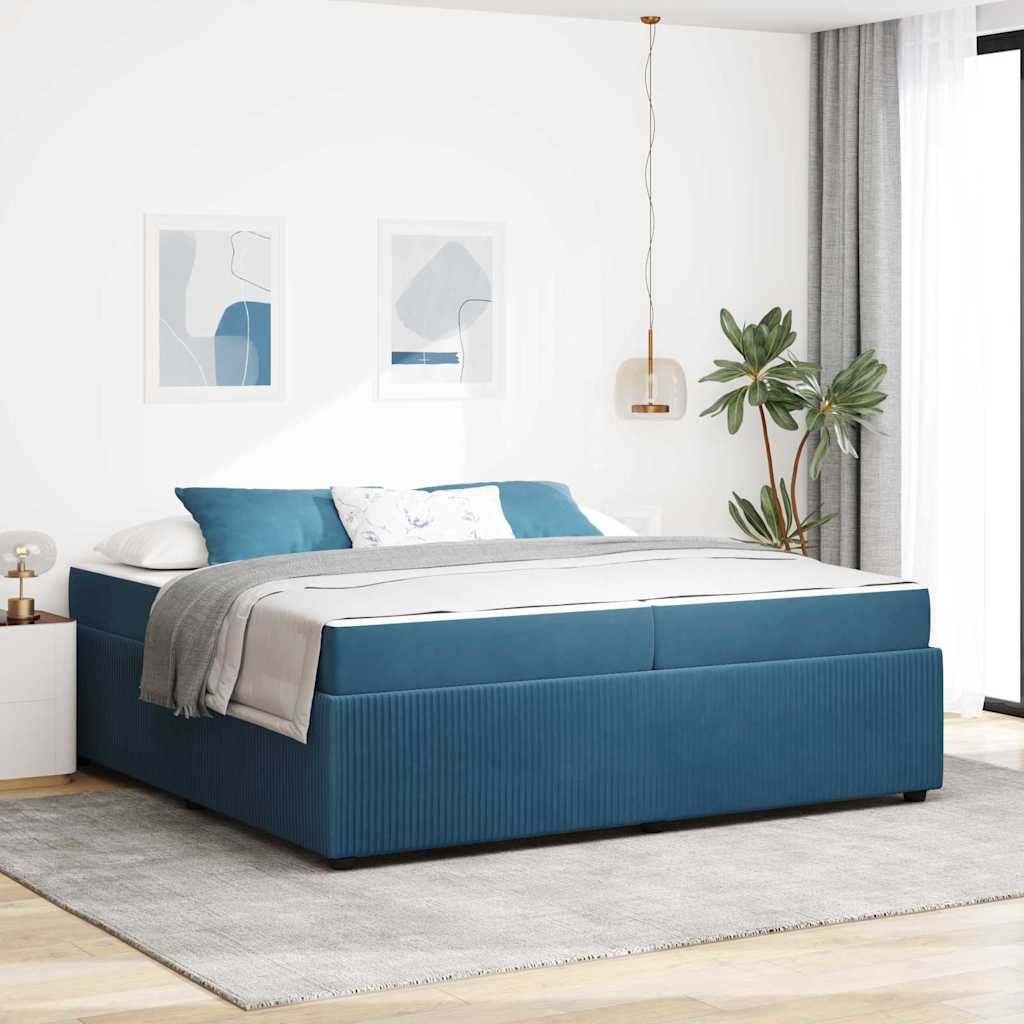 Bed frame with mattress Blue 100 x 200 cm fabric